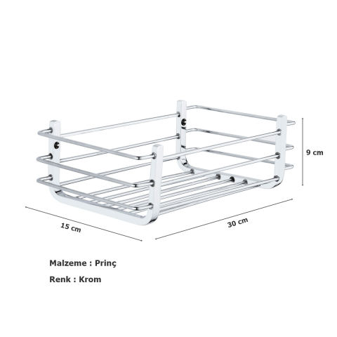 Tema Yatay Prinç Süngerlik Şampuanlık Krom Paslanmaz 30x15 cm