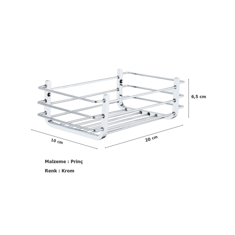 Tema Yatay Prinç Süngerlik Şampuanlık Krom Paslanmaz 20x10 cm