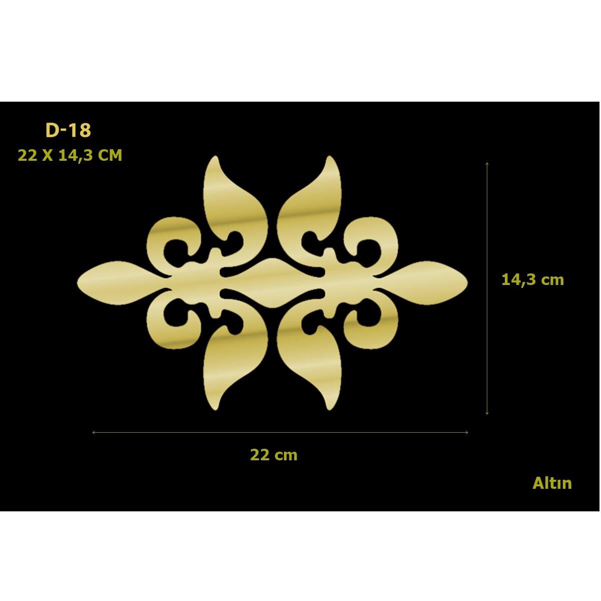 D-18 Altın 22 x 14,3 cm Sibu Aynalı Pleksi Mobilya Dolap Süsü