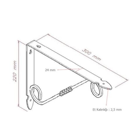 Ferforje 22 x 30 cm Dekoratif Raf Altı Raf Ayağı Konsol Siyah
