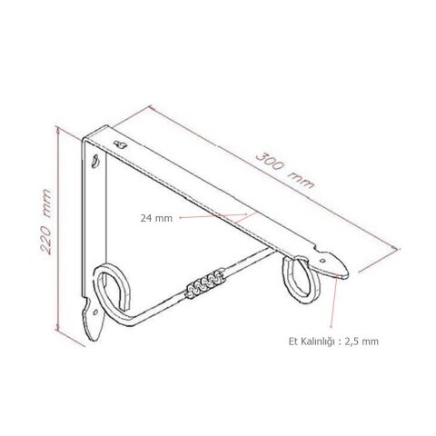 Ferforje 22 x 30 cm Dekoratif Raf Altı Raf Ayağı Konsol Siyah