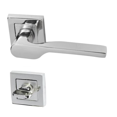 Hira Eda Kare Rozetli Kapı Kolu Nikel Saten Wc