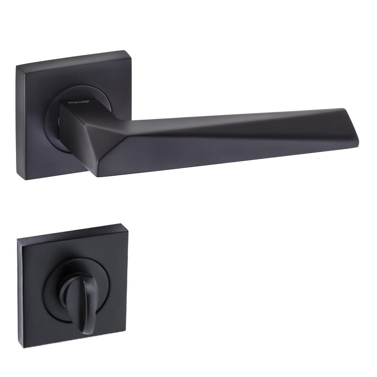 Doğanlar Konsept Prizma Lüx Kare Rozetli Kapı Kolu Mat Siyah Wc