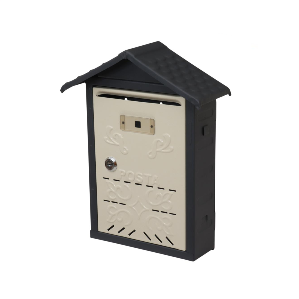 Akşan Metal Çatılı İlan Posta Kutusu Dış Mekan Krem-Antrasit