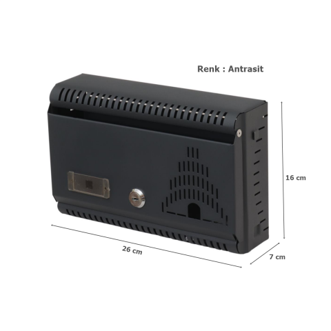 Akşan Metal Yatay İlan Posta Kutusu Antrasit