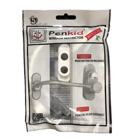 Penkid Düğmeli Çelik Halatlı Pvc Pencere Emniyet Kilidi Beyaz