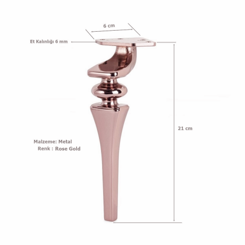 Sintra Lüx Metal Ayak 21 cm Mobilya Koltuk Ayağı Rose Gold