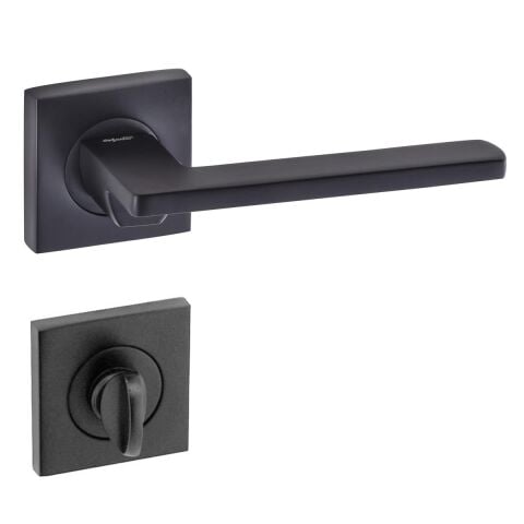 Doğanlar Pera Lüx Kare Rozetli Kapı Kolu Mat Siyah Wc