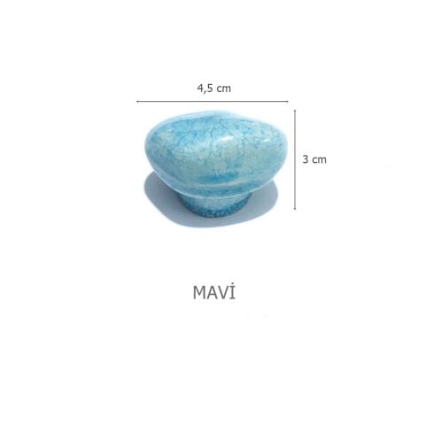 Porselen Mavi Taş Düğme Tek Vidalı Mobilya Dolap Kulp