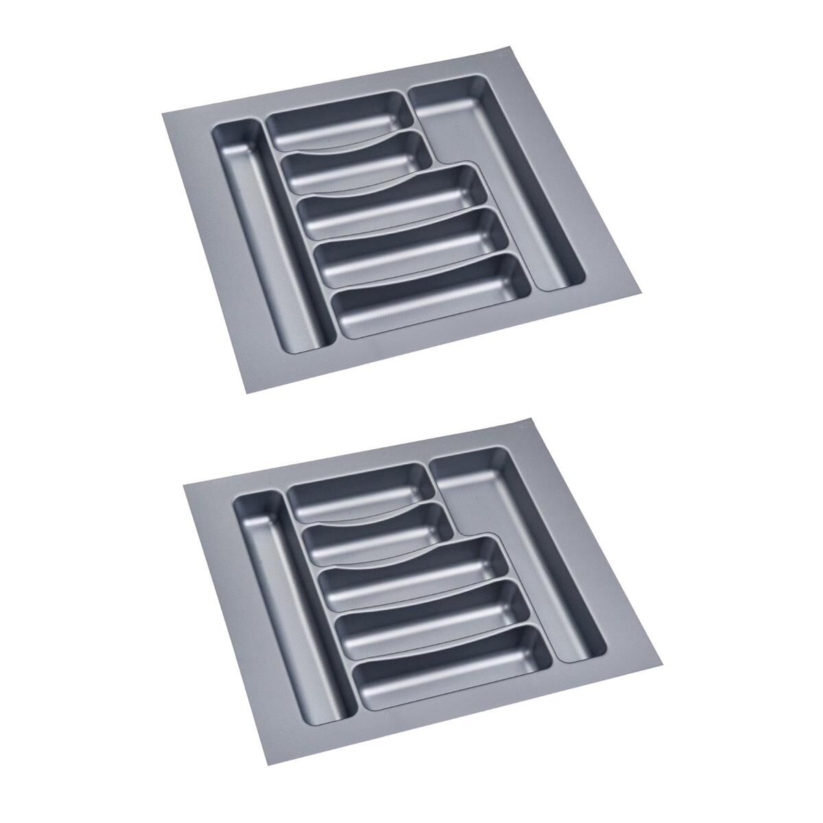 2 Adet Çekmece İçi Kaşıklık 42 x 49 cm Gri Mutfak Çekmece Düzenleyici