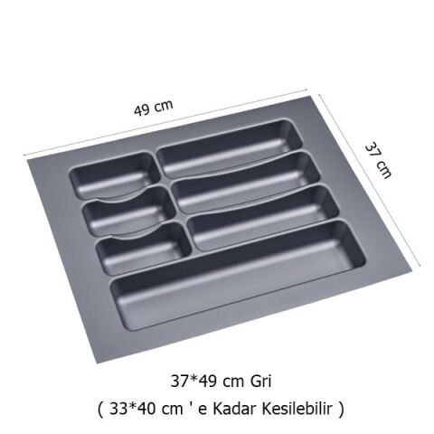 2 Adet Çekmece İçi Kaşıklık 37 x 49 cm Gri Mutfak Çekmece Düzenleyici