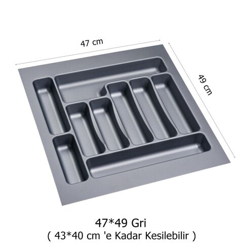 2 Adet Çekmece İçi Kaşıklık 47 x 49 cm Gri Mutfak Çekmece Düzenleyici