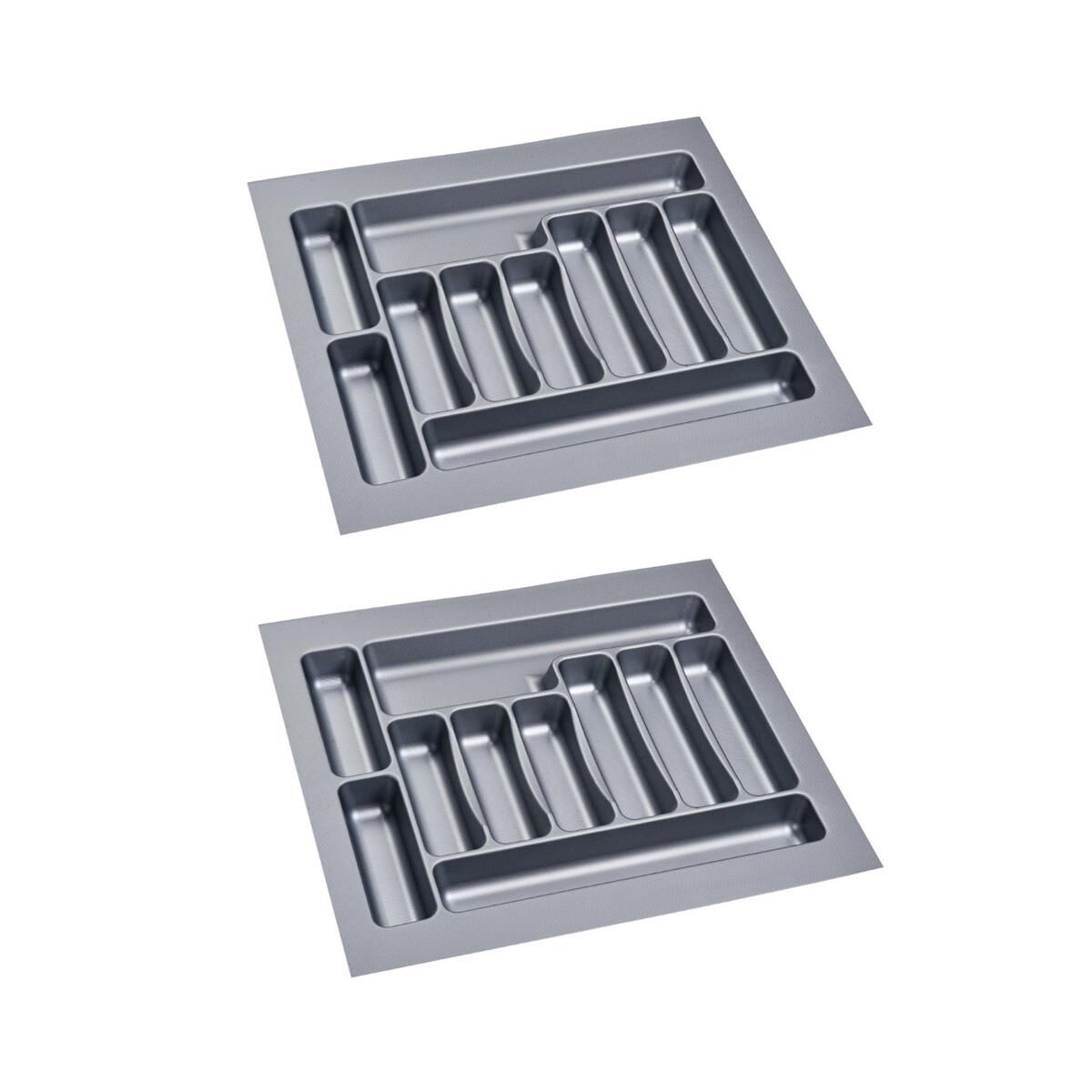 2 Adet Çekmece içi Kaşıklık 55 x 49 cm Gri Mutfak Çekmece Düzenleyici