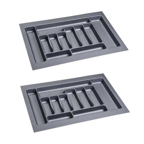 2 Adet Çekmece İçi Kaşıklık 75 x 49 cm Gri Mutfak Çekmece Düzenleyici