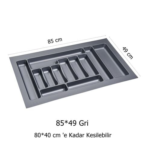 2 Adet Çekmece İçi Kaşıklık 85 x 49 cm Gri Mutfak Çekmece Düzenleyici