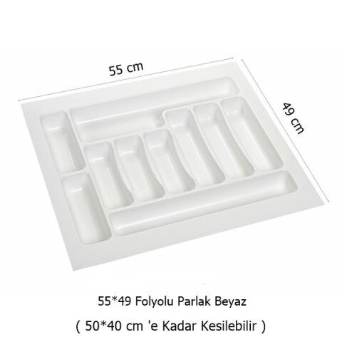 2 Adet Çekmece İçi Kaşıklık 55 x 49 cm Beyaz  Mutfak Çekmece Düzenleyici
