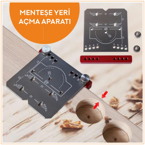 Pratikmen Menteşe Yeri Açma Aparatı + Ayarlanabilir Delme Pancı