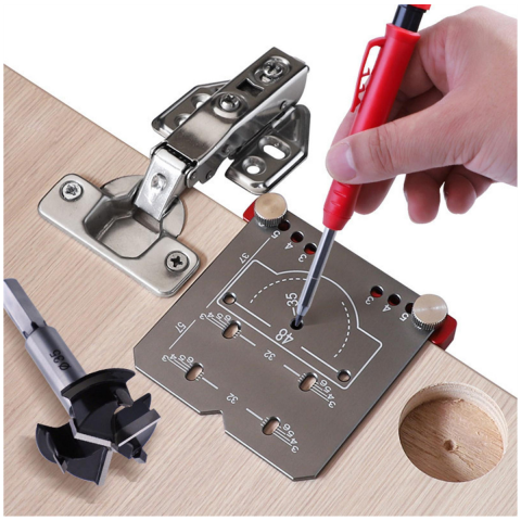 Pratikmen Menteşe Yeri Açma Aparatı + Ayarlanabilir Delme Pancı