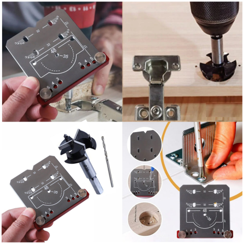 Pratikmen Menteşe Yeri Açma Aparatı + Ayarlanabilir Delme Pancı