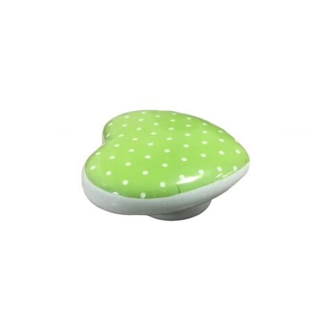 Tomurcuk Porselen Çocuk Odası Yeşil Kalp Düğme Mobilya Kulp