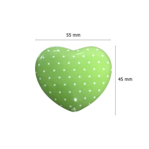 Tomurcuk Porselen Çocuk Odası Yeşil Kalp Düğme Mobilya Kulp