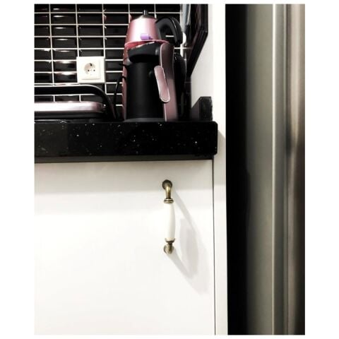 Porselen Mobilya Dolap Kulp 96 mm Antik Sarı