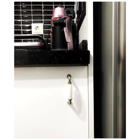 Porselen Mobilya Dolap Kulp 128 mm Antik Sarı