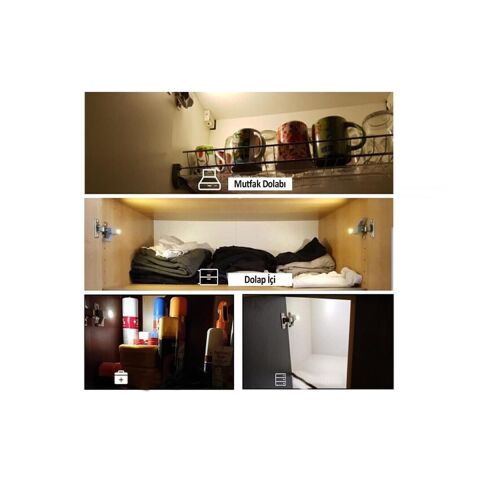 20 Adet Dolap Içi Sensörlü Menteşe Lambası Led Pilleri Dahil
