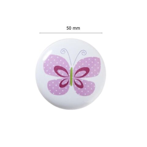 Tomurcuk Porselen Düğme Pembe Kelebek Çocuk Odası Kulp
