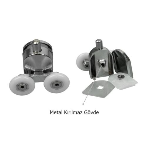 Duşakabin Tekerleği Metal Gövdeli Krom 4 lü Set Teker Çapı 24 mm