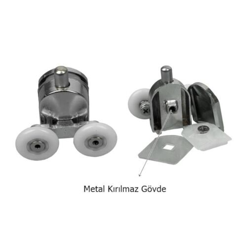 Duşakabin Tekerleği Metal Gövdeli Krom 4 lü Set Teker Çapı 24 mm