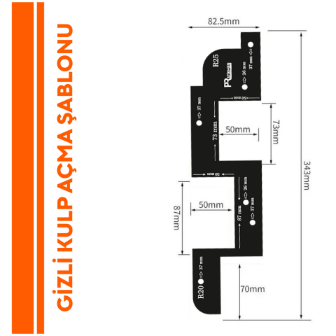 Pratikmen Gizli Kulp Açma Şablonu Metal