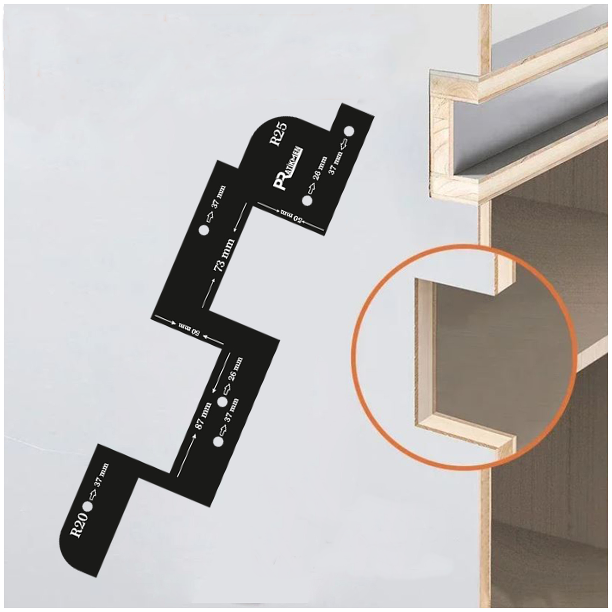 Pratikmen Gizli Kulp Açma Şablonu Metal