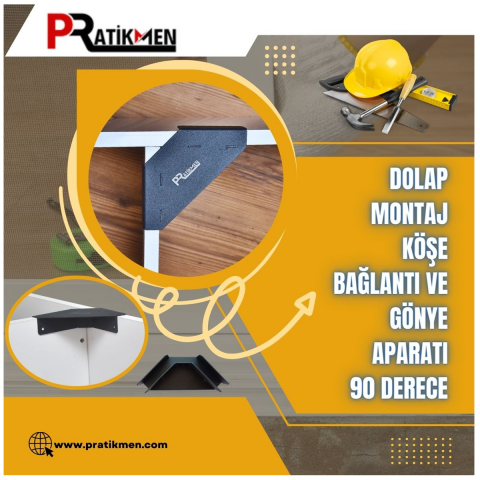 Pratikmen Dolap Montaj Köşe Bağlantı ve Gönye Aparatı 2 Adet