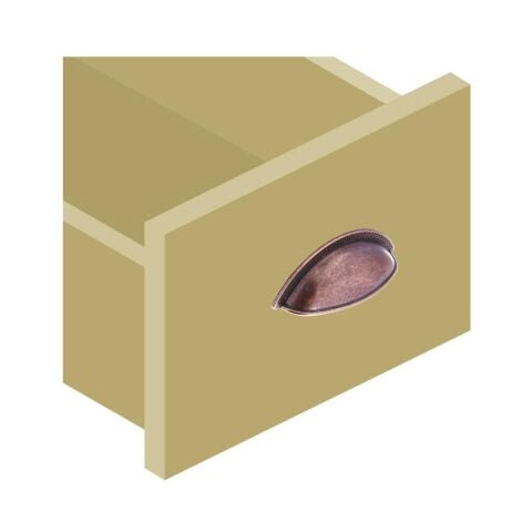 Tas Çanak Mobilya Dolap Kulp Desenli 64 mm Antik Bakır