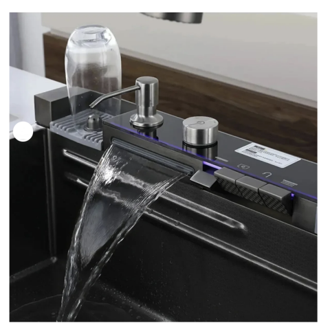 Akıllı Teknolojik Eviye Evye Seti Paslanmaz Antrasit 75 x 46 cm