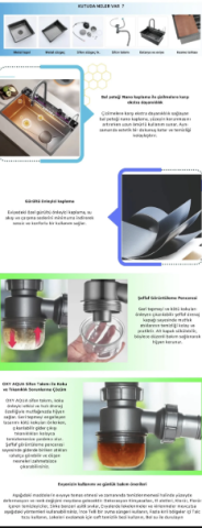 Akıllı Teknolojik Eviye Evye Seti Paslanmaz Antrasit 75 x 46 cm