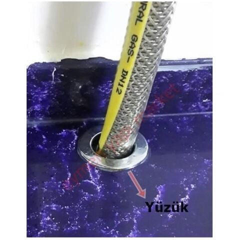 3 Adet Doğalgaz Flex için Mermer Üstü Delik Tıpası Yüzük Krom