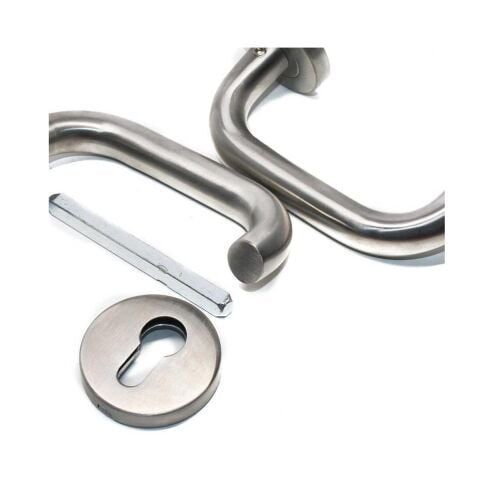 Arpat 304 Kalite Paslanmaz Baston Rozetli Kapı Kolu İnox Yale