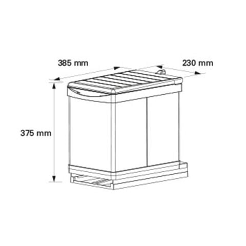 Pelikan 21700 Raylı Dolap İçi Çöp Kovası 16 LT