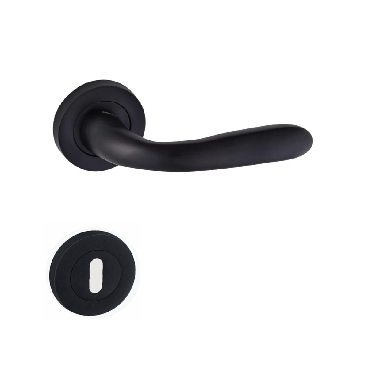 Doğanlar Bora Rozetli Alüminyum Kapı Kolu Siyah Oda