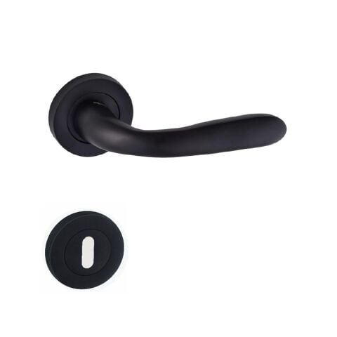 Doğanlar Bora Rozetli Alüminyum Kapı Kolu Siyah Oda