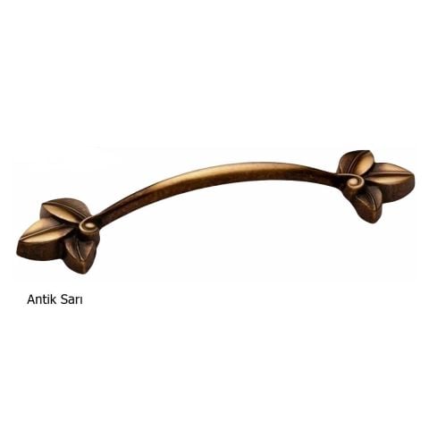 Defne 128 mm Antik Sarı Çiçekli Mobilya Dolap Kulp