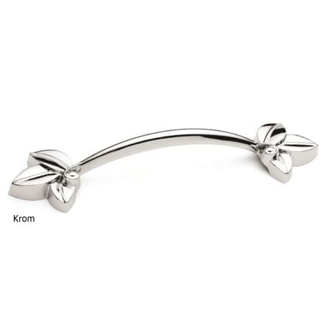Defne 96 mm Krom Çiçekli Mobilya Dolap Kulp