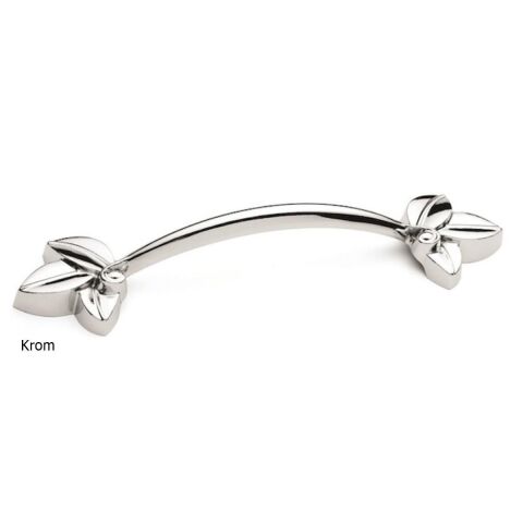 Defne 128 mm Krom Çiçekli Mobilya Dolap Kulp