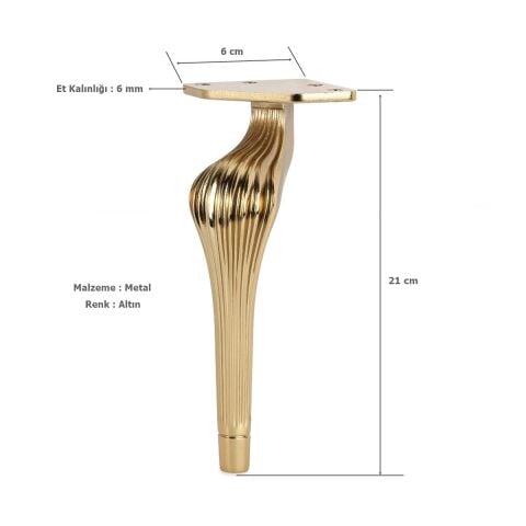 Ottoman Lüx Metal Ayak 21 cm Altın Mobilya Koltuk Ayağı