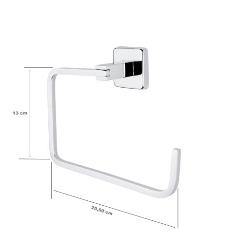Tema Lüx Kare Plus Yuvarlak Havluluk Banyo Havlu Askısı Krom