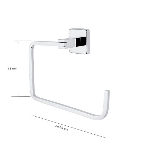 Tema Lüx Kare Plus Yuvarlak Havluluk Banyo Havlu Askısı Krom