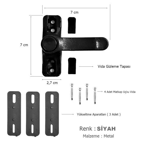 Pvc Pimapen Kapı Pencere Emniyet Çocuk Kilidi Düğmeli Siyah