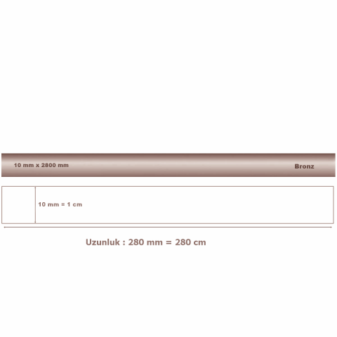 10 mm x 2800 mm Bronz Sibu Aynalı Pleksi Şerit Mobilya Süsü